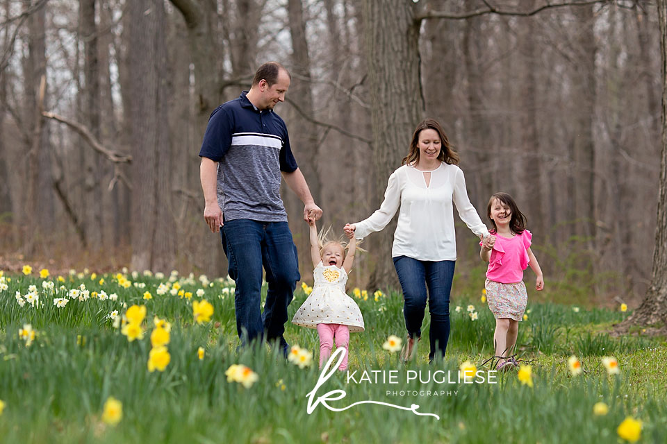 Fun family session in the flower field