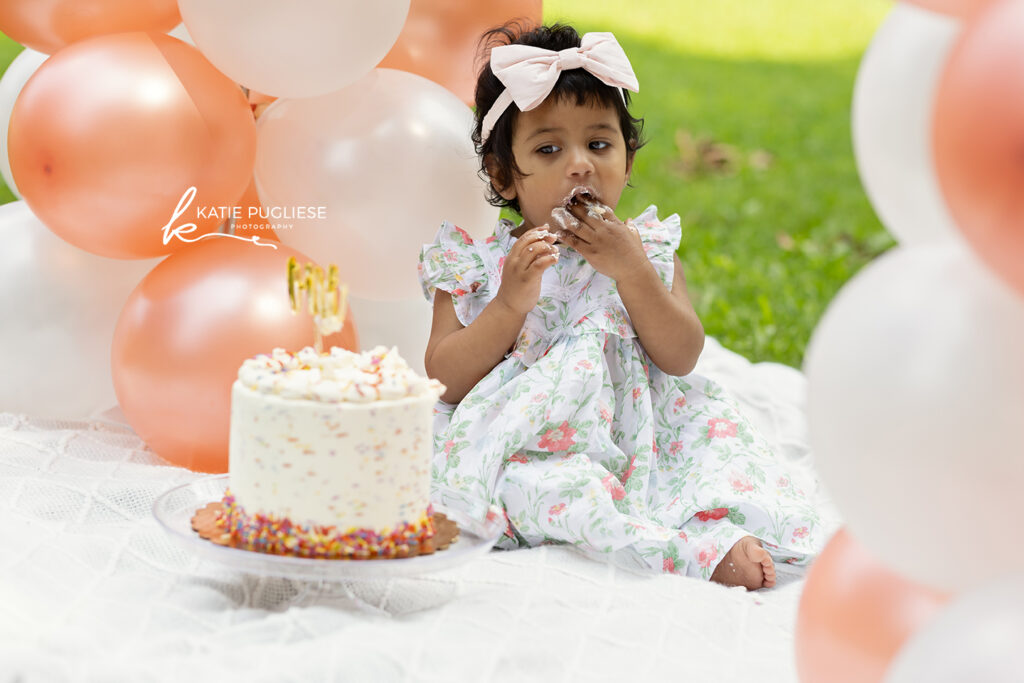 First birthday cake smash photo session