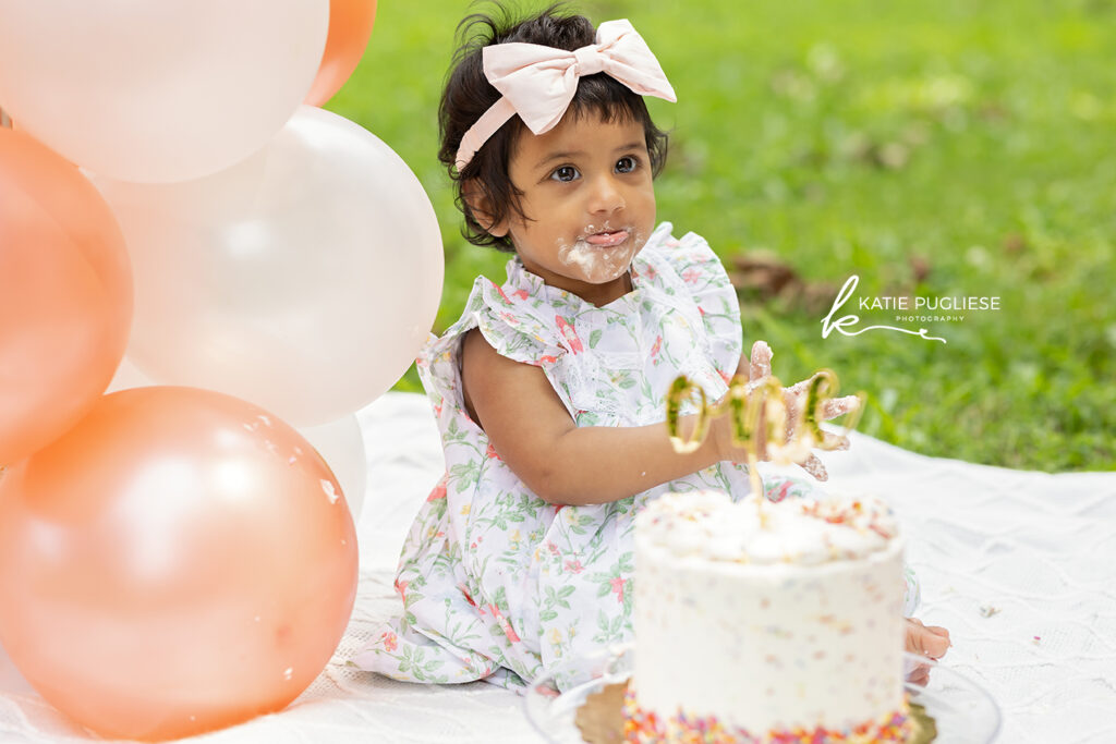 First birthday cake smash photo session