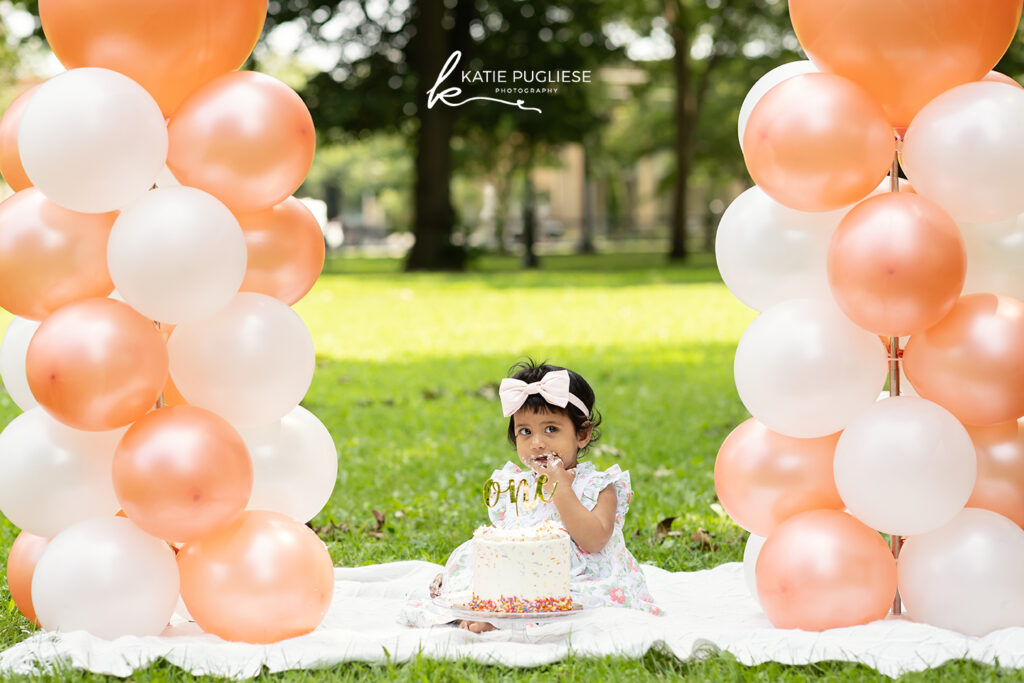 First birthday cake smash photo session