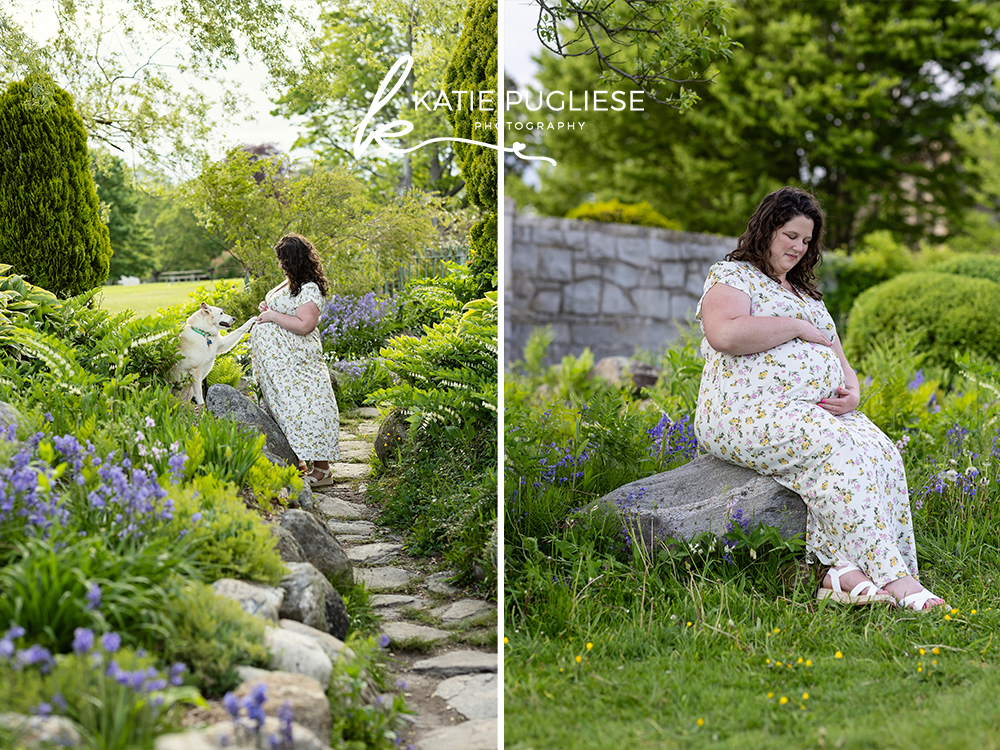 Maternity photography session in Connecticut celebrating motherhood outdoors